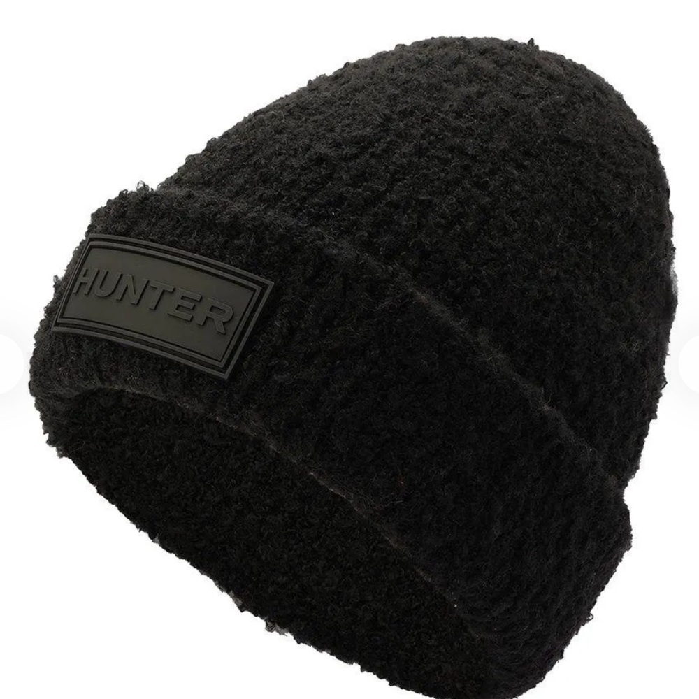 HUNTER Black Unisex Tonal Patch Beanie Hat